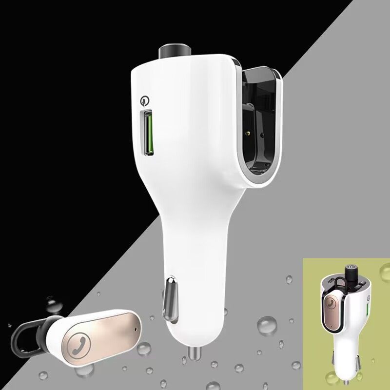 新款车载蓝牙耳机多功能FM发射器车载MP3播放器车载手机快充