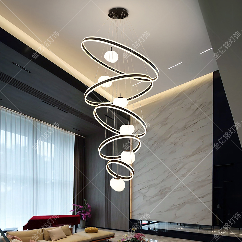 挑高loft公寓自建房挑空客厅吊灯