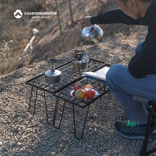 CAMPINGMOON折叠网桌T 备可重叠铁艺多用桌子 229野营置物架露营装