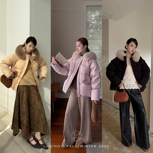 江西共青城羽绒香榭颂羽绒服女短款冬季狐狸大毛领加厚保暖宽松