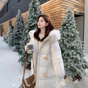 江西共青城羽绒2025冬季羽绒服女中长款新款韩版时尚宽松过膝连帽