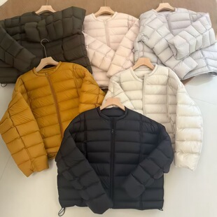 江西共青城羽绒排骨羽绒服女短款2025新款休闲宽松时尚秋冬90白