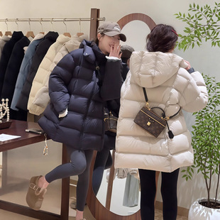 江西共青城羽绒云朵泡芙羽绒服女中长款2025新款韩版宽松加厚连帽