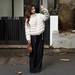 江西共青城羽绒羽绒服女短款宽松90白鸭绒排骨型冬季爆款小个子