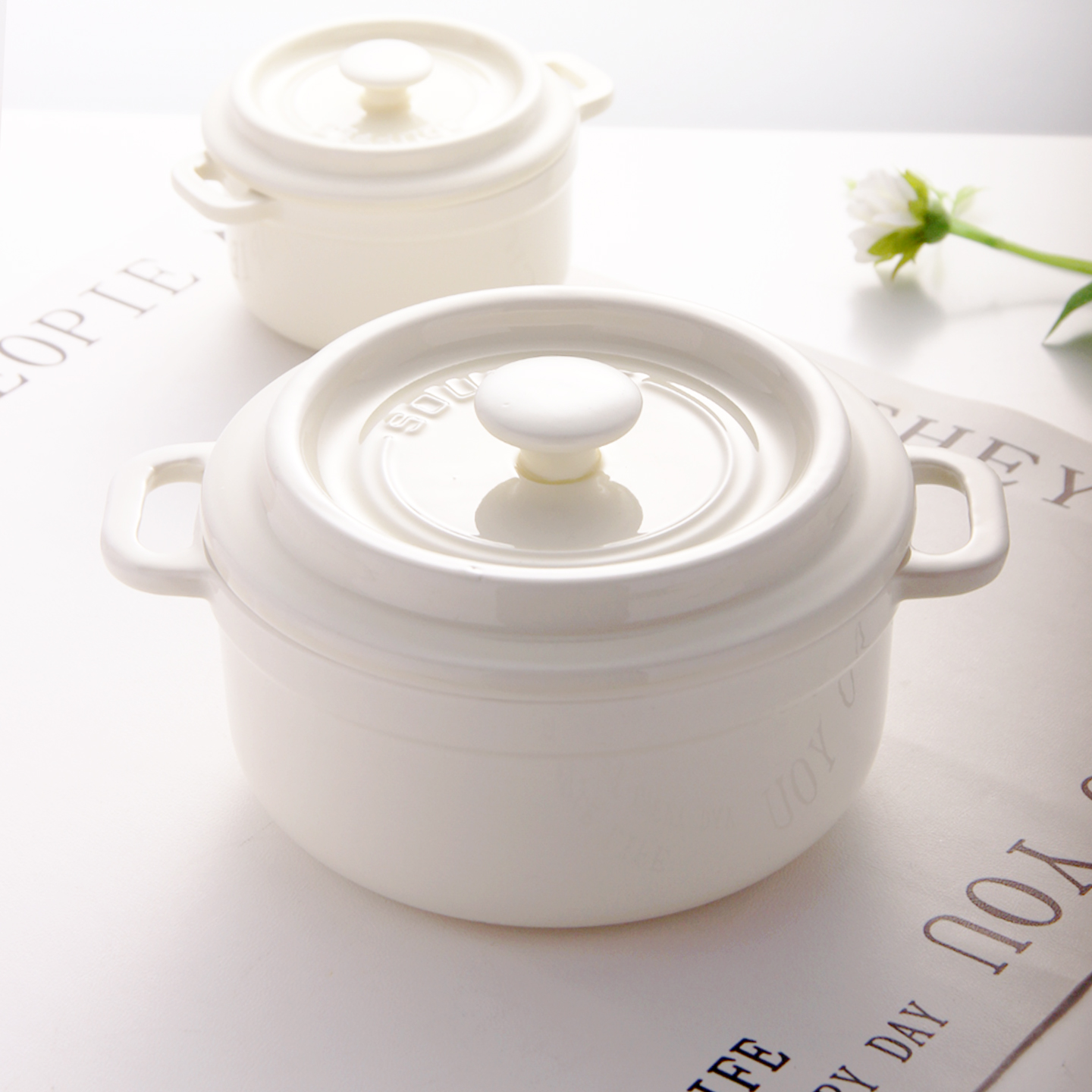 双耳带盖陶瓷小炖盅蒸鸡蛋羹汤盅