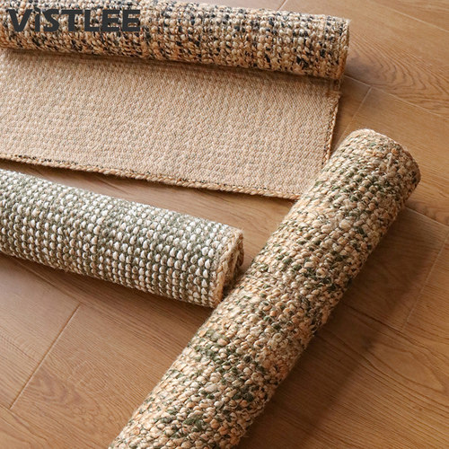 进口天然黄麻手编防滑地毯地垫