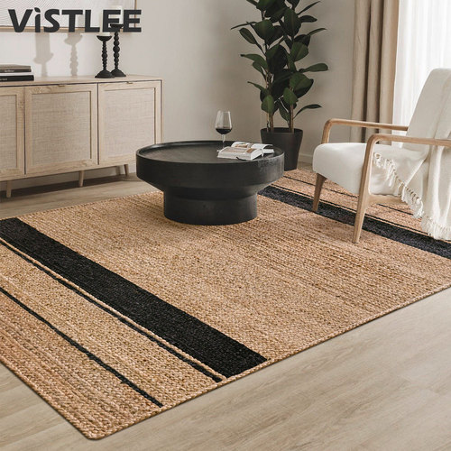 孟加拉进口天然黄麻手工编织地毯