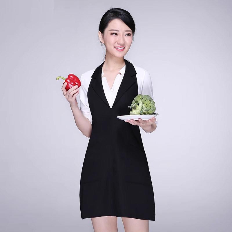 时尚西服V领翻领围裙家用厨房咖啡厅酒店空姐工作服定制logo印字