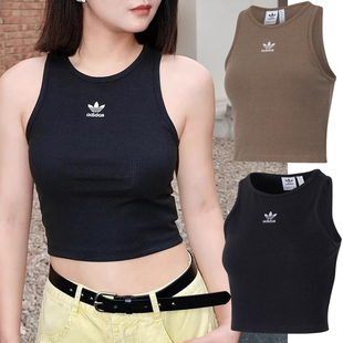 Adidas 三叶草 女子运动休闲修身短款无袖背心T恤 IJ8251 IR5931