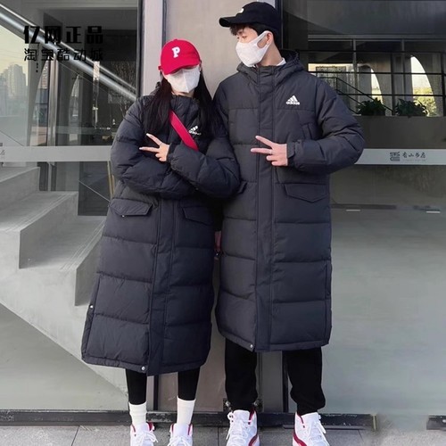 阿迪达斯男女防风保暖长款羽绒服