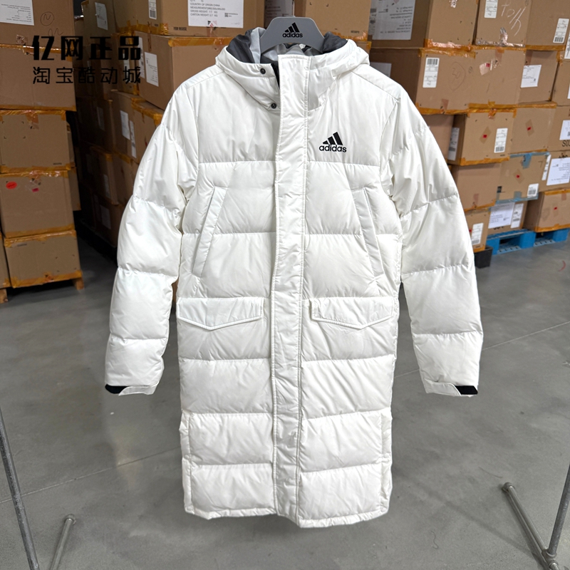 Adidas 阿迪达斯 男女情侣款运动休闲防风保暖长款羽绒服 GK0665