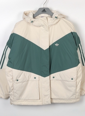 Adidas 三叶草 女款冬季运动休闲时尚拼色保暖宽松羽绒服 HS9518