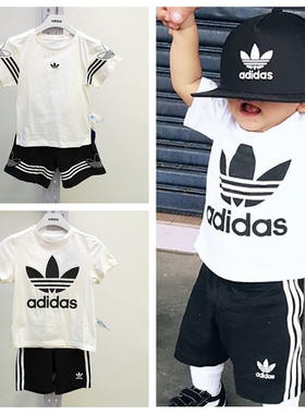 Adidas 三叶草 男女小童运动休闲夏季短袖儿童套装 DW9709 DV2866