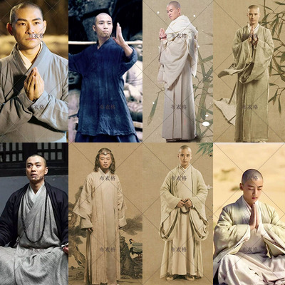 影视古装宋明朝少林寺长老服功夫武打佛衣僧人棉麻男和尚服演出服