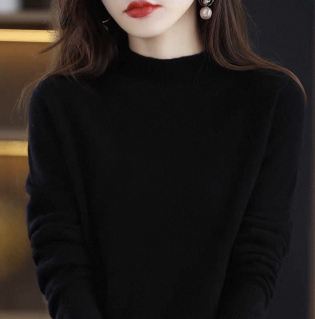 半高领针织女加厚打底毛衣套头百搭羊毛针织衫秋冬款