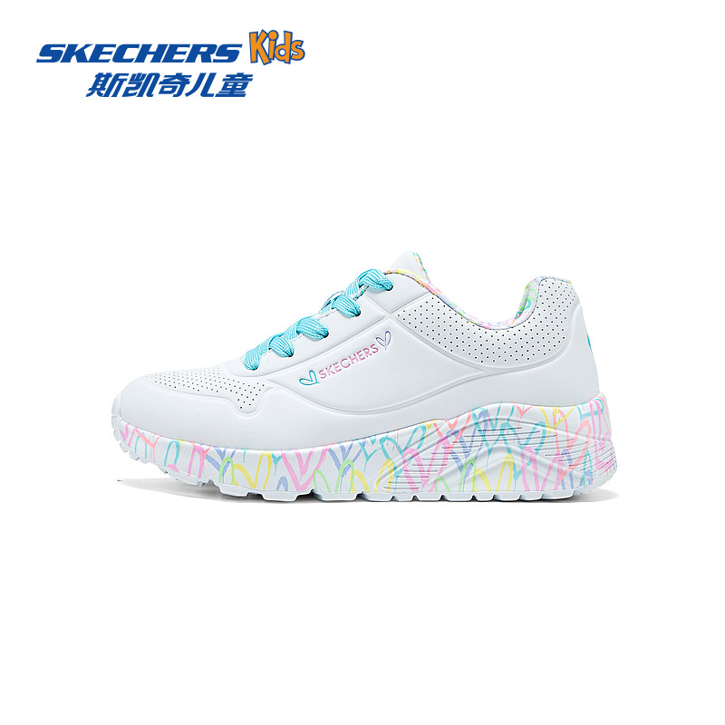 Skechers斯凯奇儿童UNO系列时尚板鞋春夏新款女童涂鸦休闲