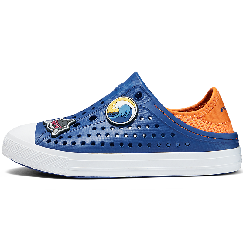 Skechers斯凯奇儿童凉鞋夏季新款男童一脚蹬洞洞休闲鞋轻质沙滩鞋