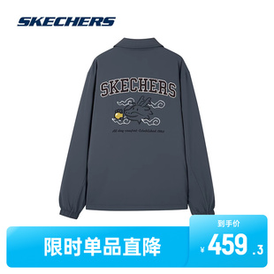 Skechers斯凯奇2024新年系列男子梭织裥棉外套翻领叠穿百搭龙年