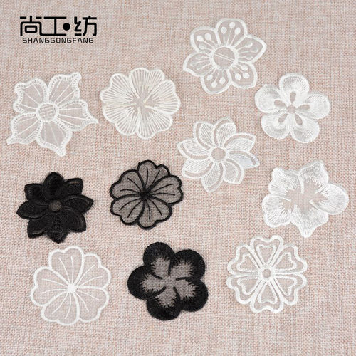 diy黑白欧根纱小号衣裙补丁贴