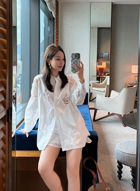 DION LIU｜【浮雕印花】高支棉宽松款衬衫套装