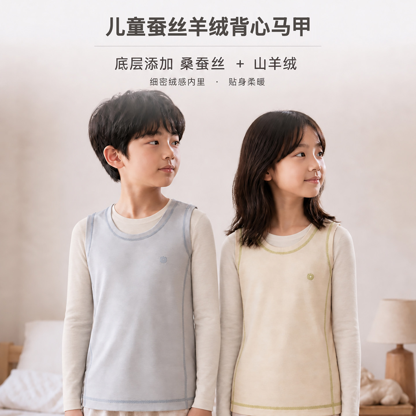 VeraAngel儿童山羊绒保暖马甲图片