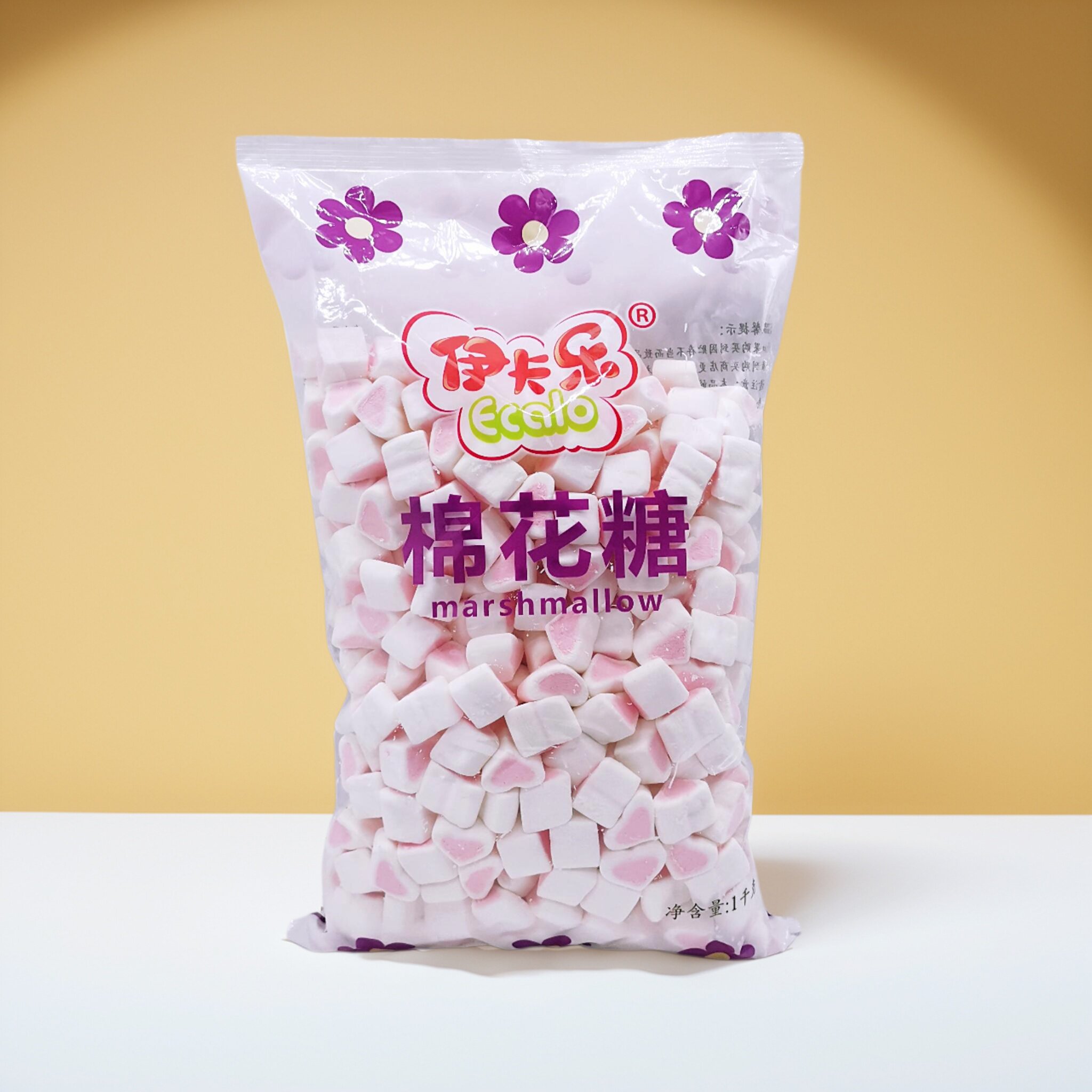盛之花1000g烤棉花糖粉色爱心创意心形生日蛋糕烘焙装饰咖啡伴侣