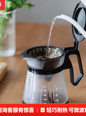 怡万家现代简约滴漏式耐热玻璃咖啡壶泰国进口黑色600ml