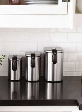 美国simplehuman Canister防指纹不锈钢储物罐储藏罐厨房收纳.