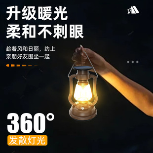 新型太阳能户外灯露营灯超长续航复古马灯营地吊顶灯帐篷灯手提灯