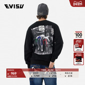 福神男士 口号照片印花美式 复古短款 EVISU 长袖 卫衣