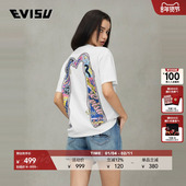 EVISU福神 女士大M印花短袖 T恤2ESHTW5TS4040OSCT