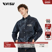 百搭牛仔衬衫 EVISU福神男士 商标印花休闲流行时尚