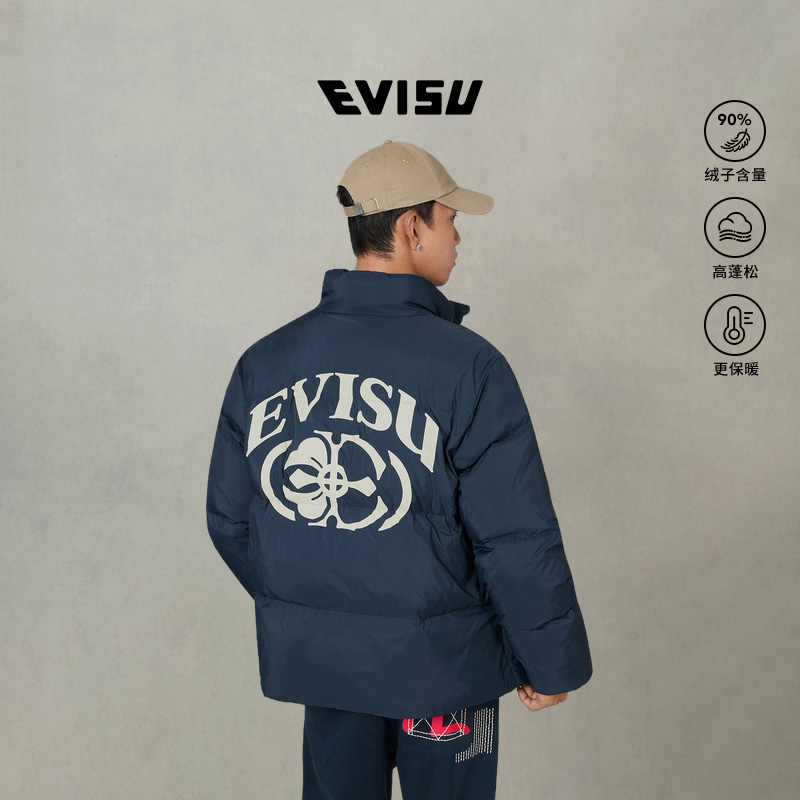EVISU福神男士商标印花羽绒夹克