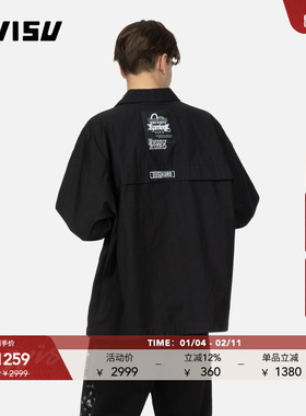 EVISUKURO男logo休闲潮流时尚黑色夹克衬衫外套2ESGNM3SJ750BZCT