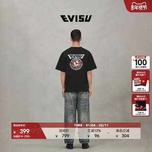 EVISU福神 男士口号印花短袖T恤2ESHTM5TS7060RXCT