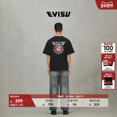 EVISU男士口号印花短袖T恤