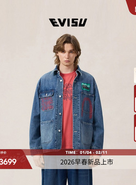 EVISU福神 2026年春新款男大M图案工装牛仔外套2ESEJM6DJ6001RXDN