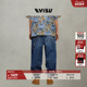 2025秋男士 海鸥仙鹤印花洗水束脚裤 宽松版 EVISU福神 型牛仔裤