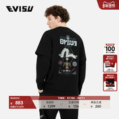 商标和海鸥印花时尚 EVISU 男士 潮流休闲标语T恤