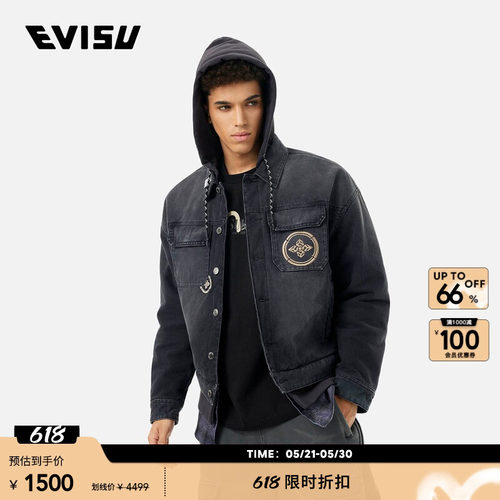 EVISU男士家花刺绣夹克外套