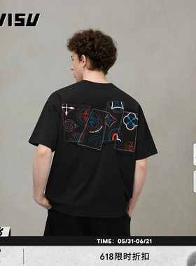 EVISU福神男士家花商标图案休闲T恤2ESHTM5TS1218LFCT