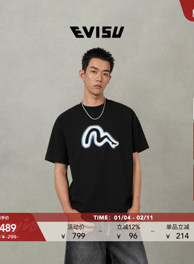 EVISU福神 2025秋男士海鸥恶搞印花短袖T恤2EAHTM5TS7005RXCT