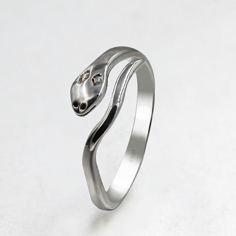 99纯银蛇戒指小指尾戒刻字