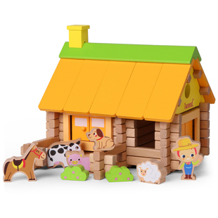 木玩世家榫卯结构积木中国古建筑小屋别墅木头拼搭插拼装儿童玩具