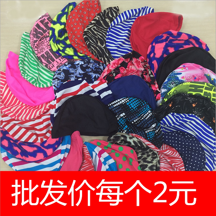 布游泳帽黑色花色舒适不勒头通用图片