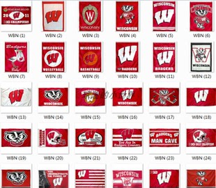 Wisconsin Badgers Flag威斯康星大学球迷装饰旗帜外贸品质
