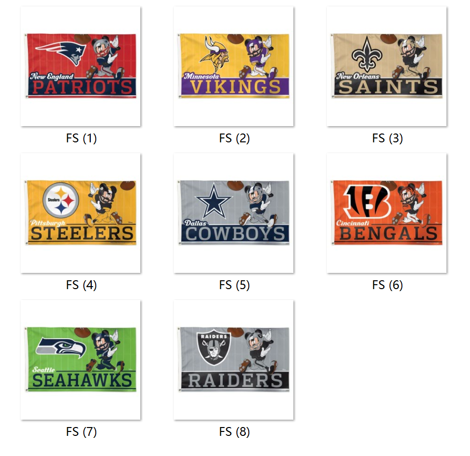 Football Mickey Mouse House Flag美式橄榄球队大学名校海报旗帜