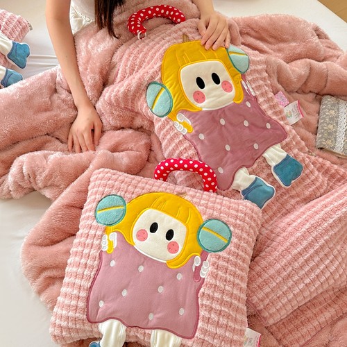 南瓜妹冬季加厚抱枕被子两用