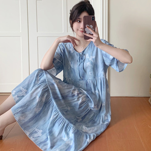 可爱棉绸睡裙女款夏季孕妇绵绸人造棉连衣裙睡衣女士2026新款夏天
