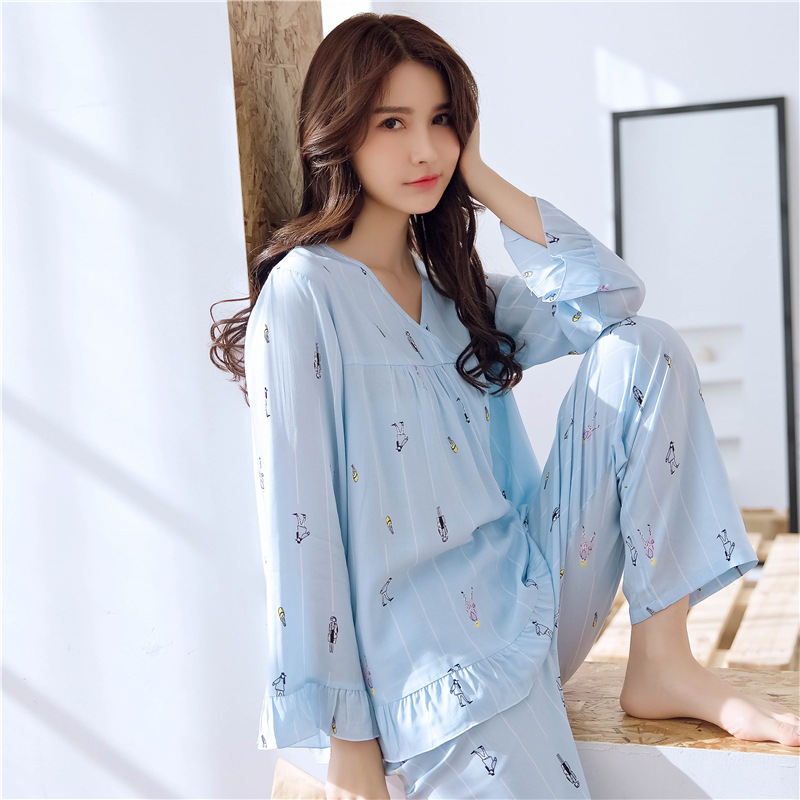 春款春季夏款棉綢套裝女夏裝兩件套睡衣女2018新款潮綿綢少女學生